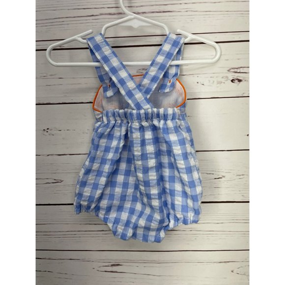 Antlers & Acorns Designs Blue and White Plaid Orange Pumpkin Snap Bottom Infant - Picture 2 of 9